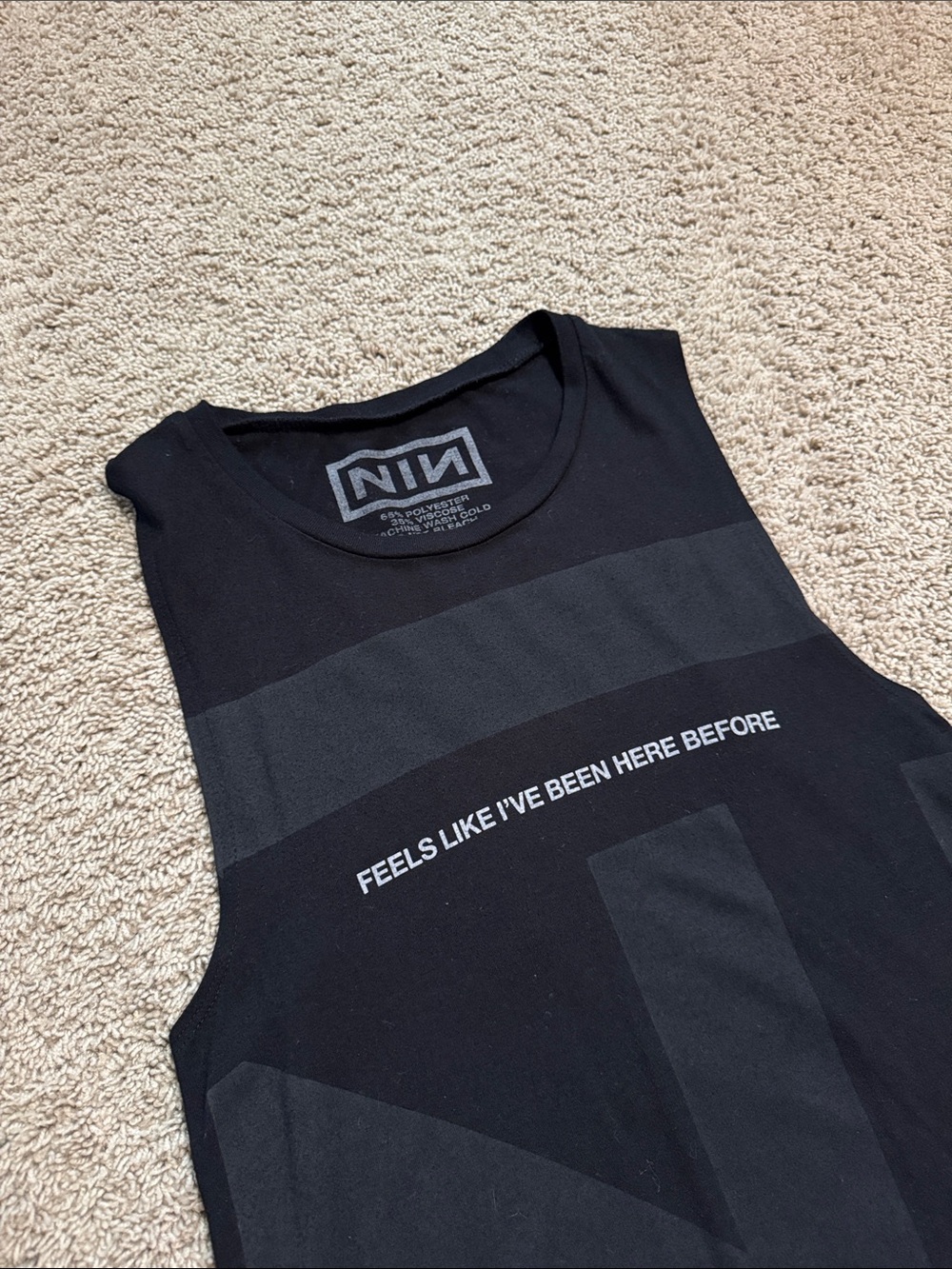 Nine Inch Nails Black Graphic Muscle Tee - Feels Like I've Been Here Before - Picture 2 of 4
